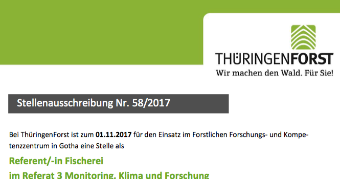 TMIL: Stellenausschreibung Fischereifachberatung